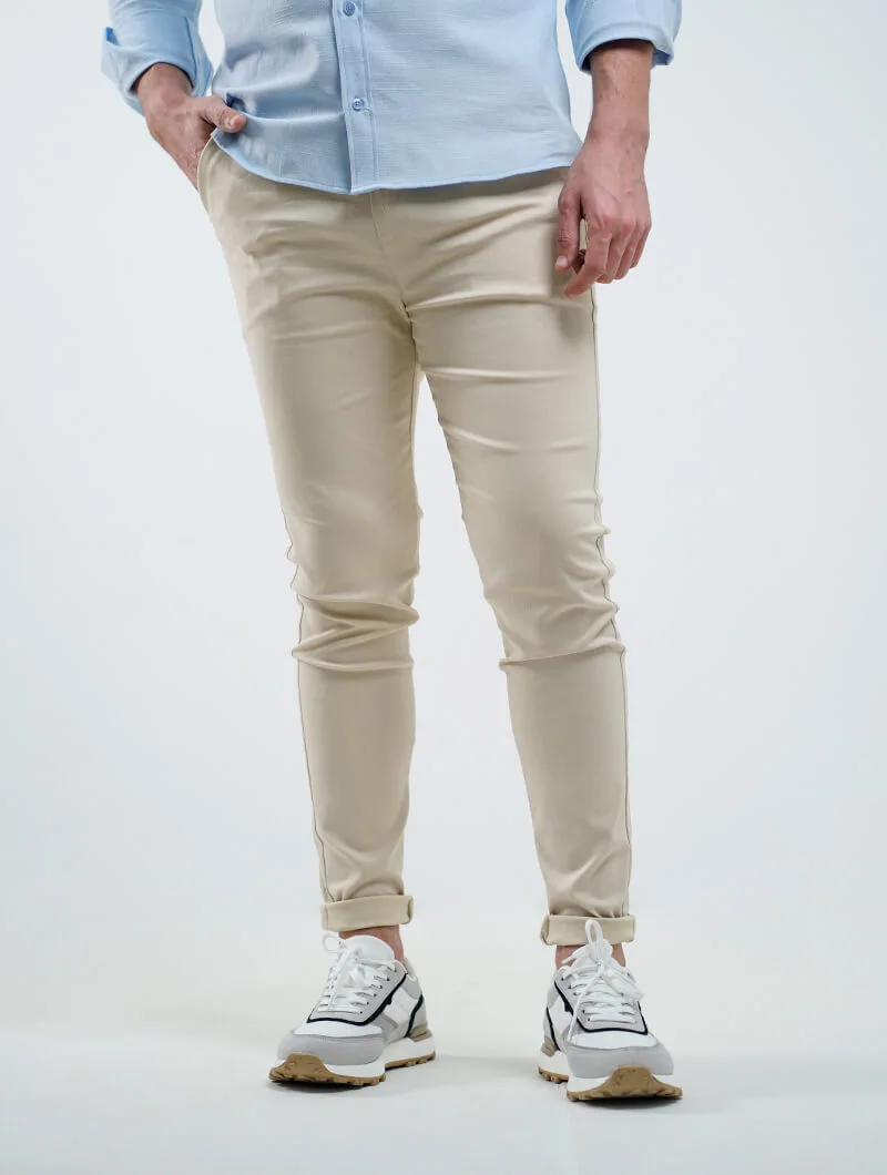 Pantalon chino à ceinture élastiquée